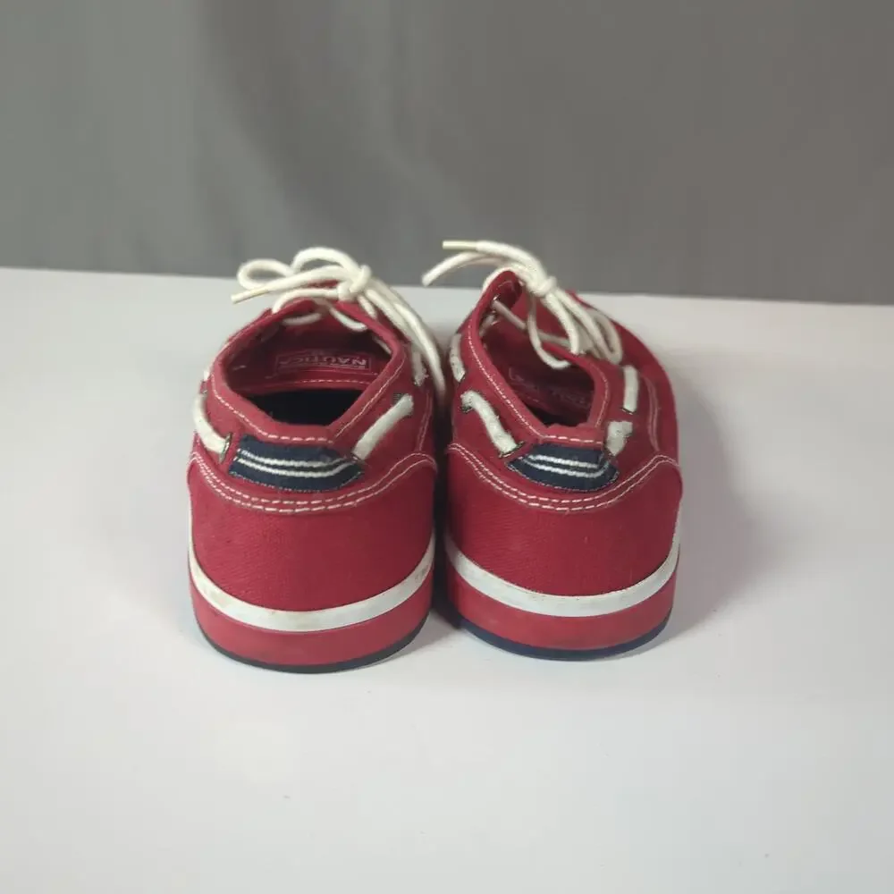 Nautica Red Canvas Boat Shoes Men's 9 Deck Shoes Preppy Coastal Casual